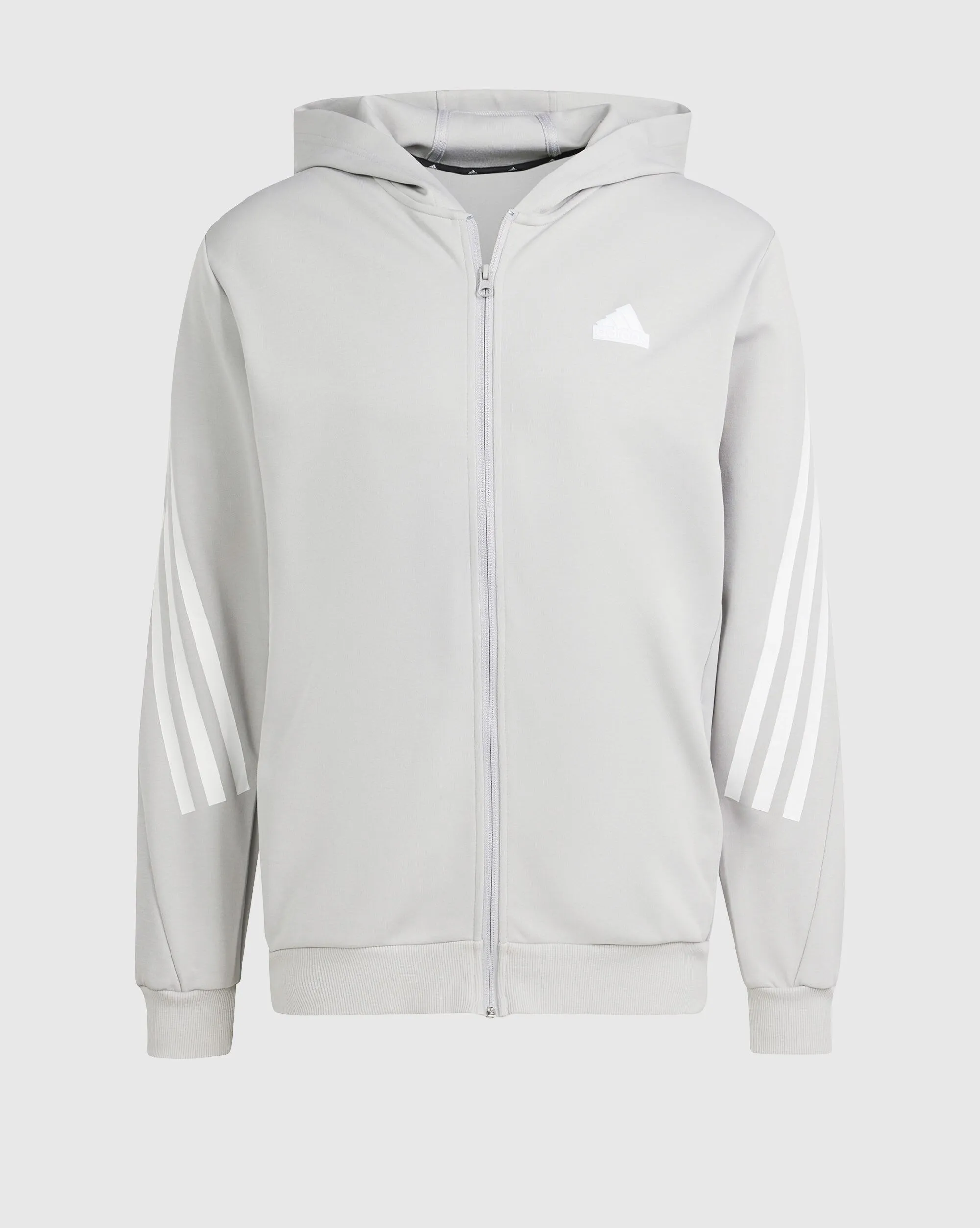 Adidas Felpa con cappuccio Future Icons 3-Stripes Full Zip Grigio Uomo