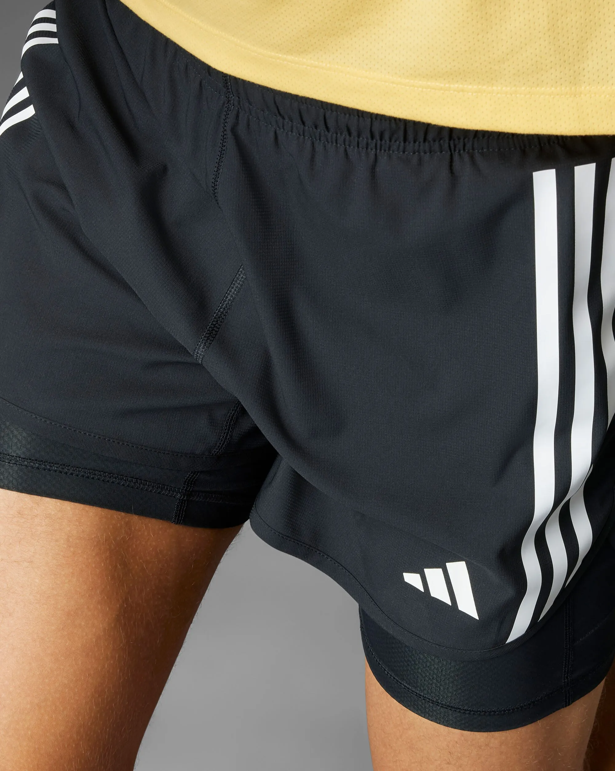 Adidas Pantaloncini Own The Run 3-Stripes 2-In-1 Nero Uomo