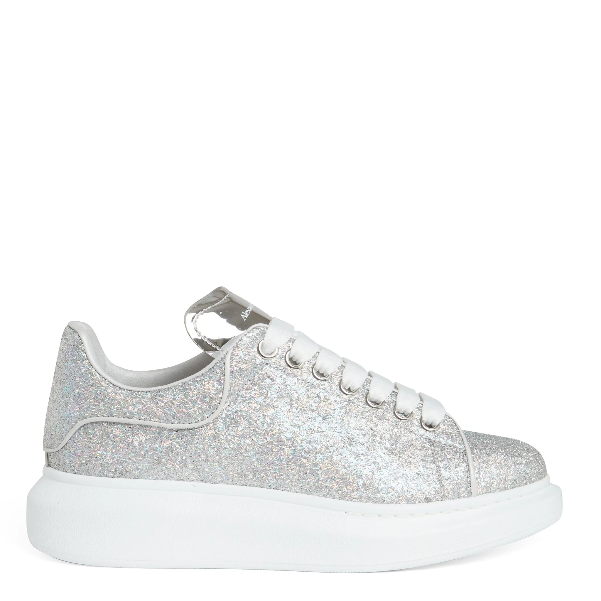 ALEXANDER MCQUEEN  Sneakers oversize in glitter argento