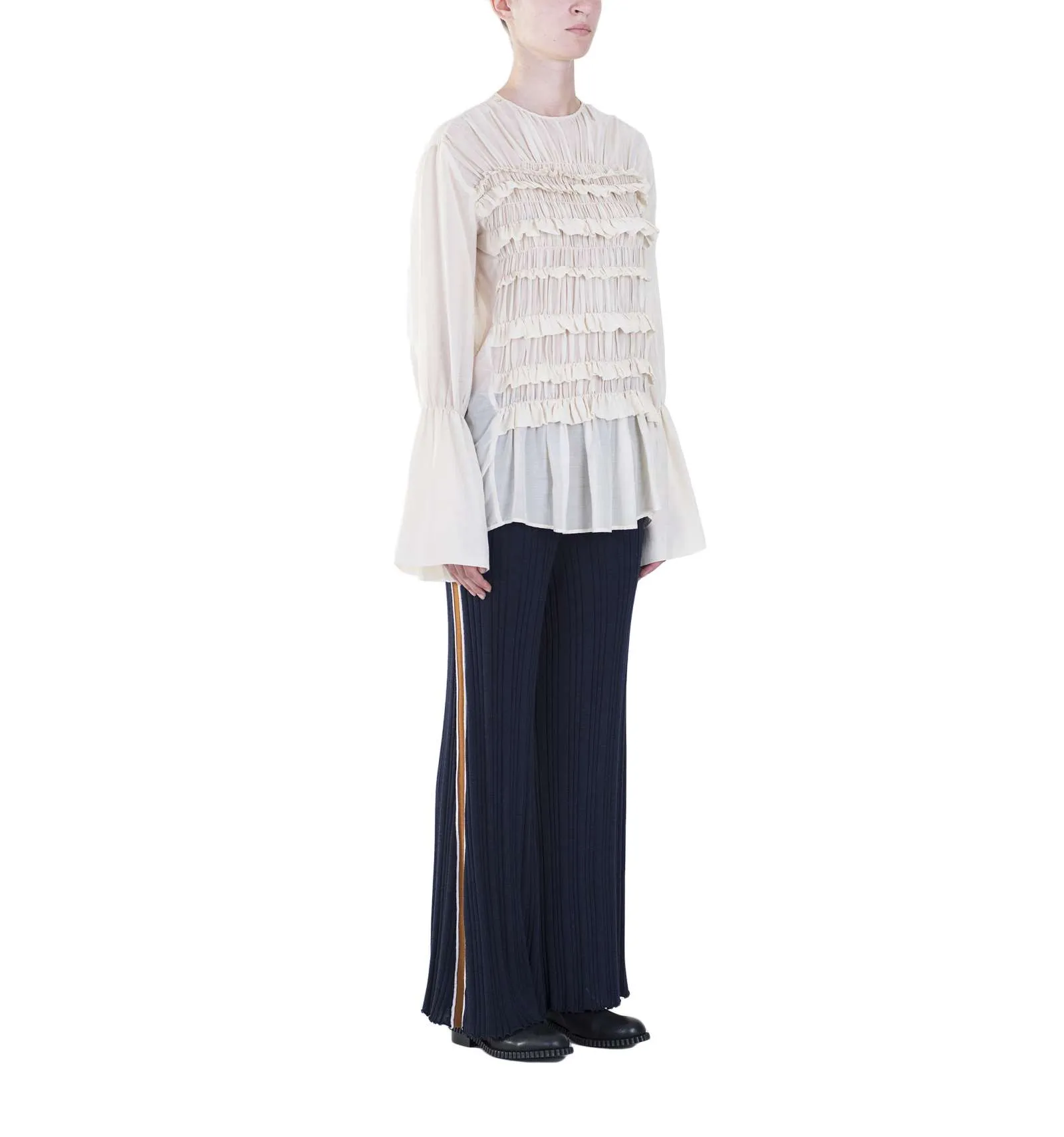 ALYSI donna pantalone in maglia blu 100% lana 258101 A8043 NOTTE