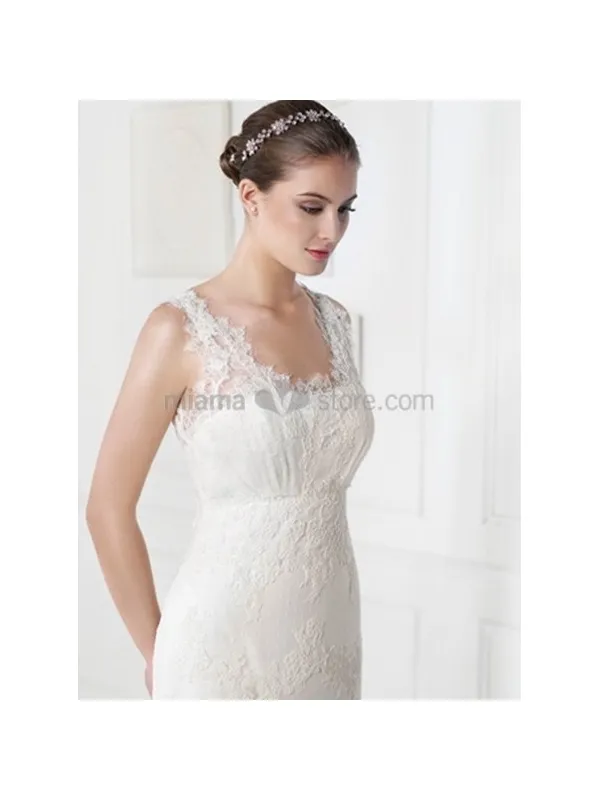 AMANDA - A-line Mermaid Chapel train Low round/Scooped neck Wedding dress