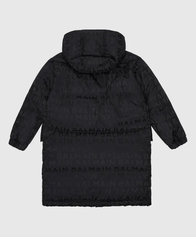 Balmain Piumino nero da bambino con fantasia logata BT2P30B0056410