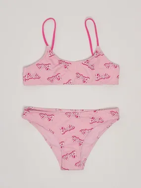 Bikini bambina MC2 Saint Barth con logo Barbie Rosa