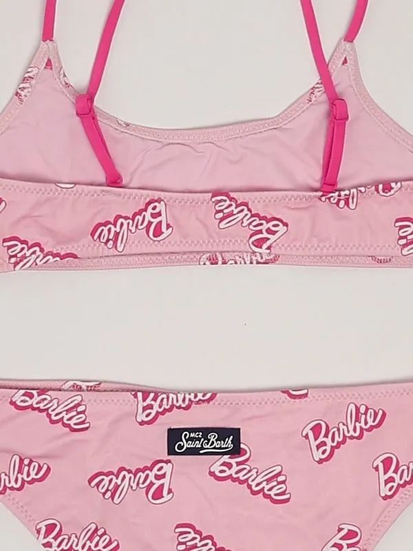 Bikini bambina MC2 Saint Barth con logo Barbie Rosa