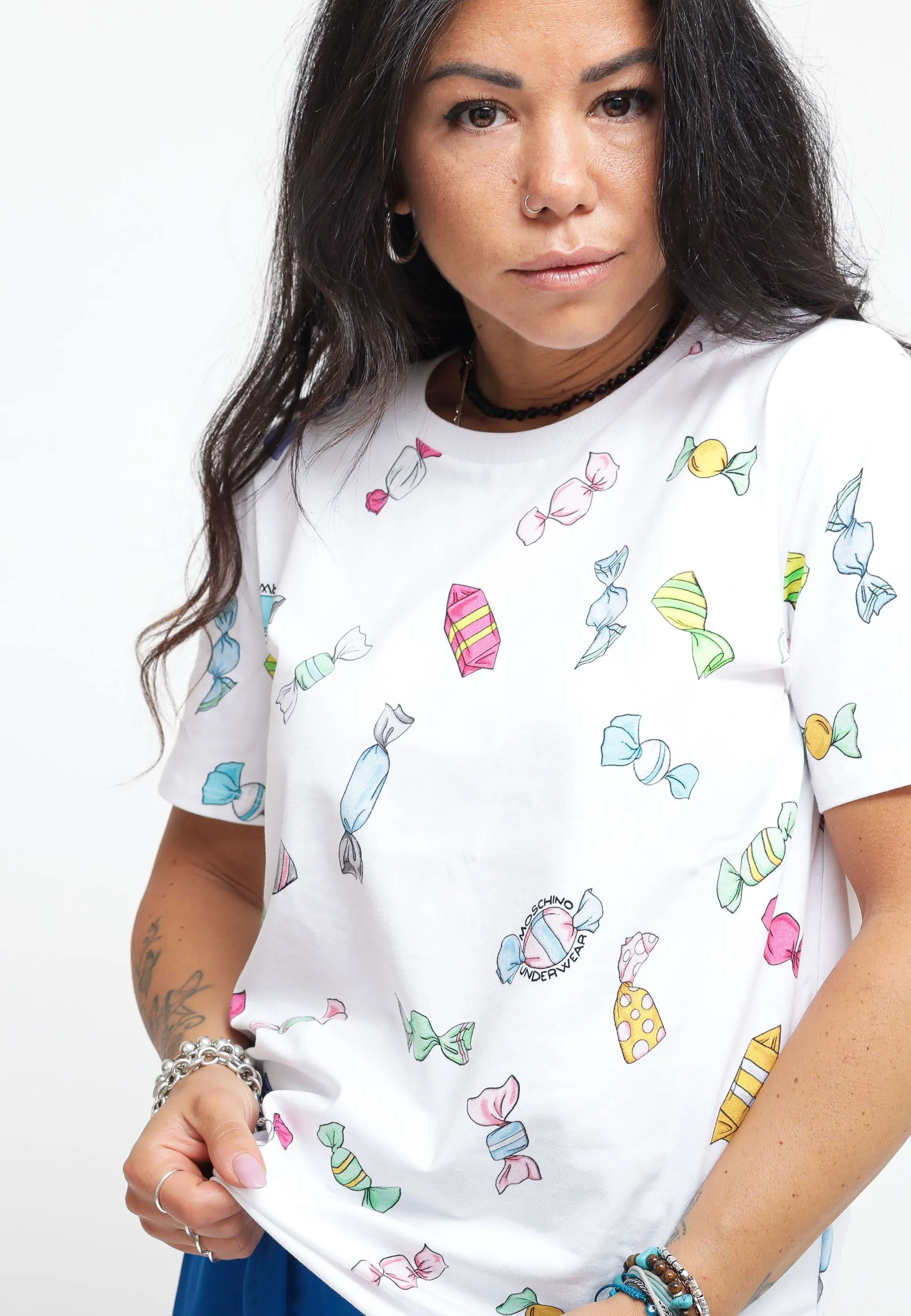 Candies Print Stretch Jersey T-Shirt - White