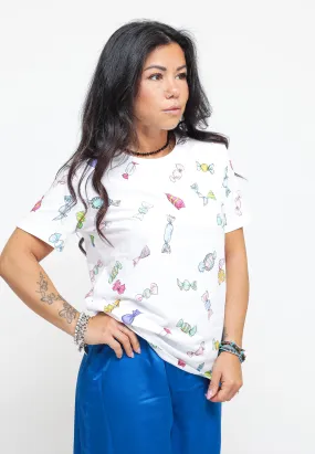 Candies Print Stretch Jersey T-Shirt - White