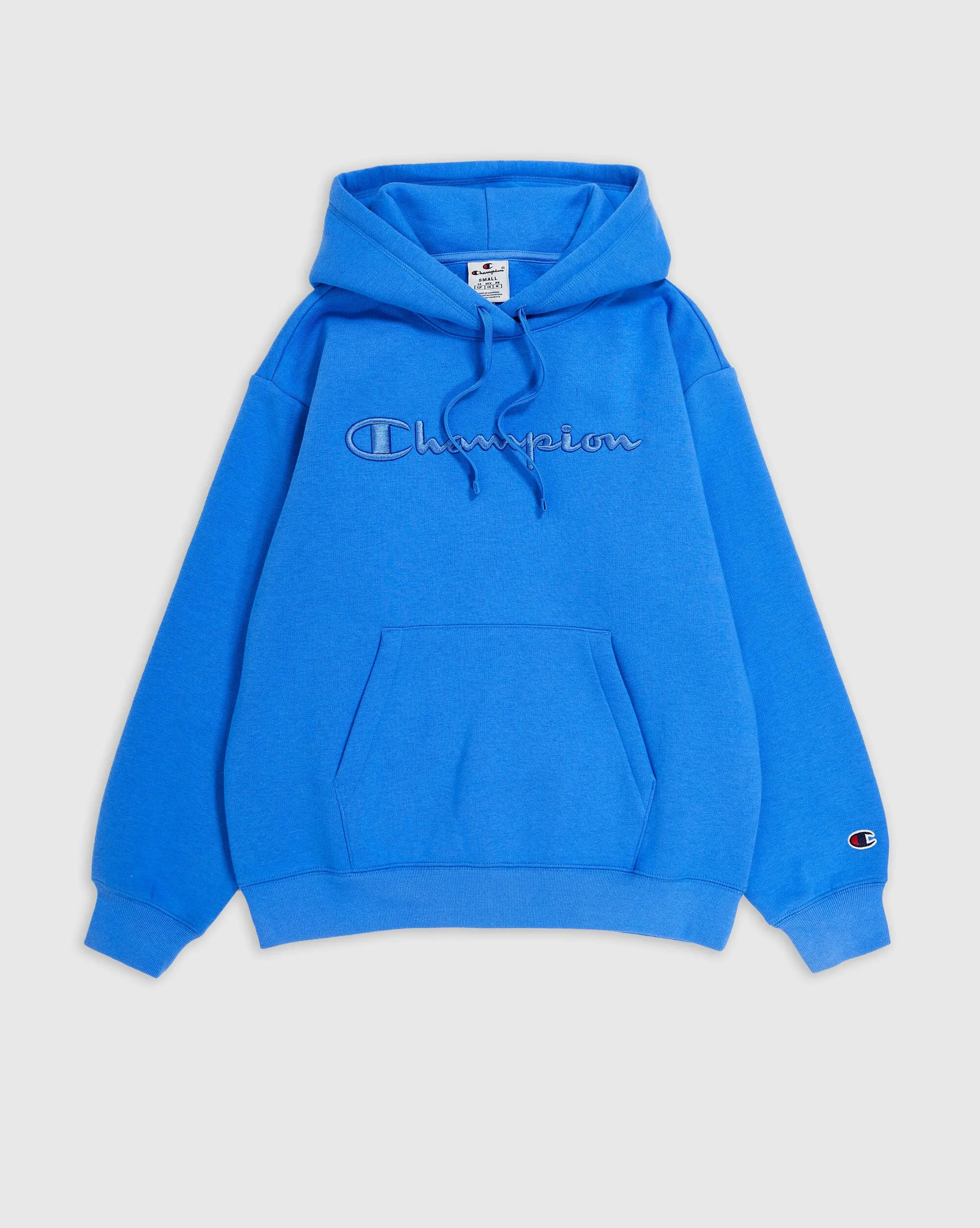 Champion Felpa Con Cappuccio e Logo Tono Su Tono Blu Donna