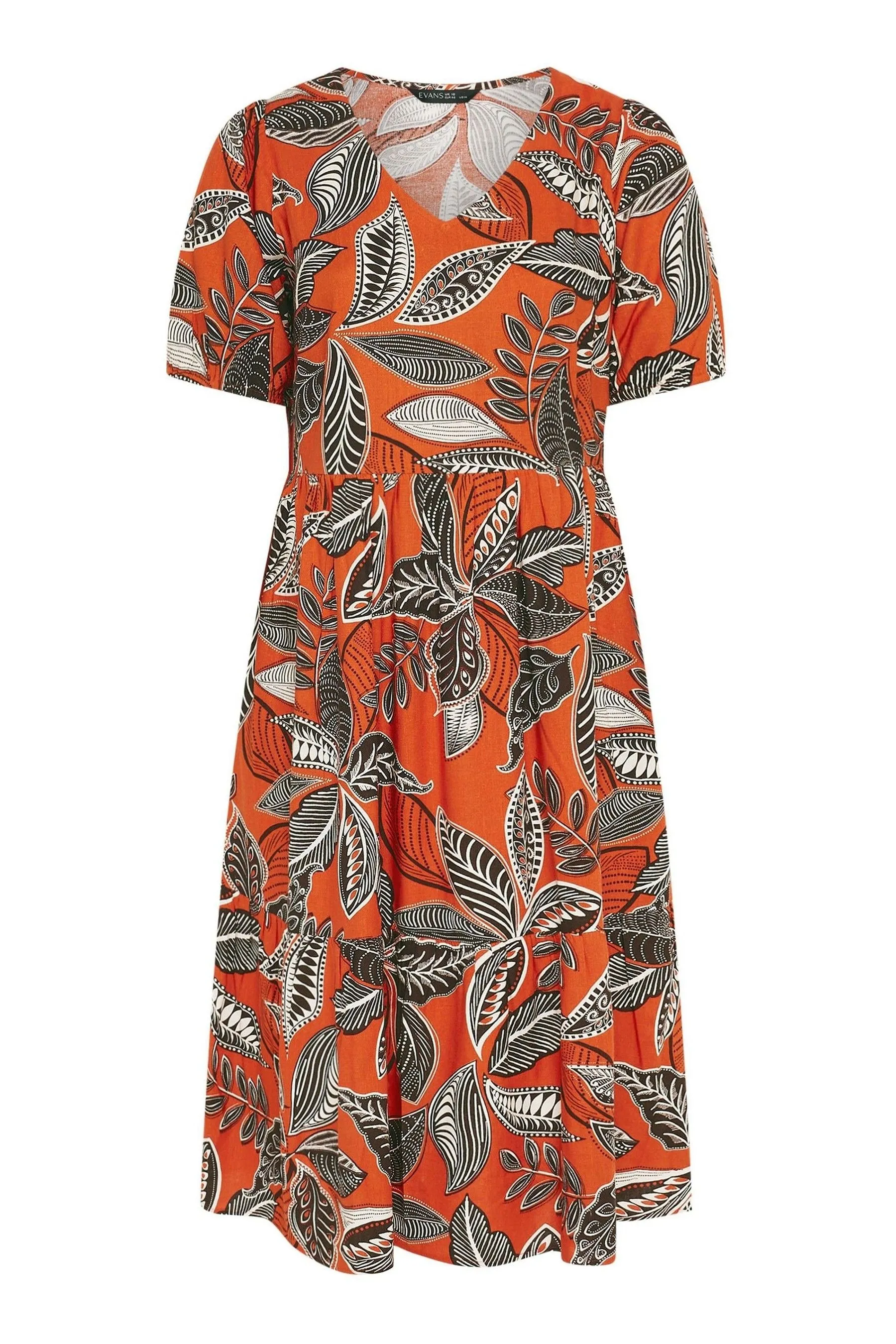 Evans Curve Tropical Print Linen Dress