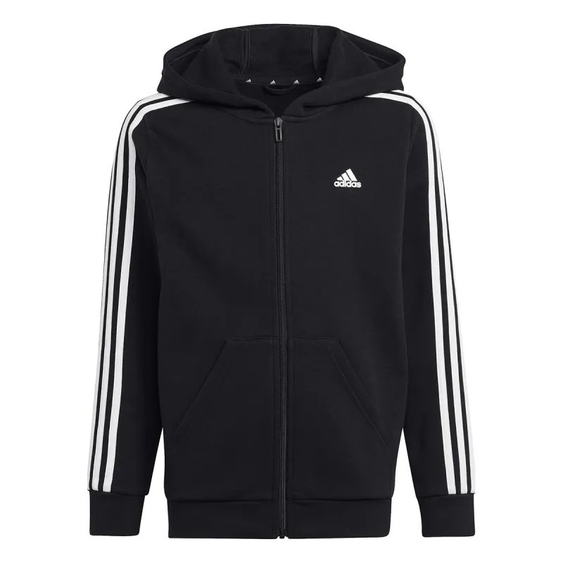 Felpa con cappuccio Adidas Essentials 3-Stripes Fleece Full-Zip Jr