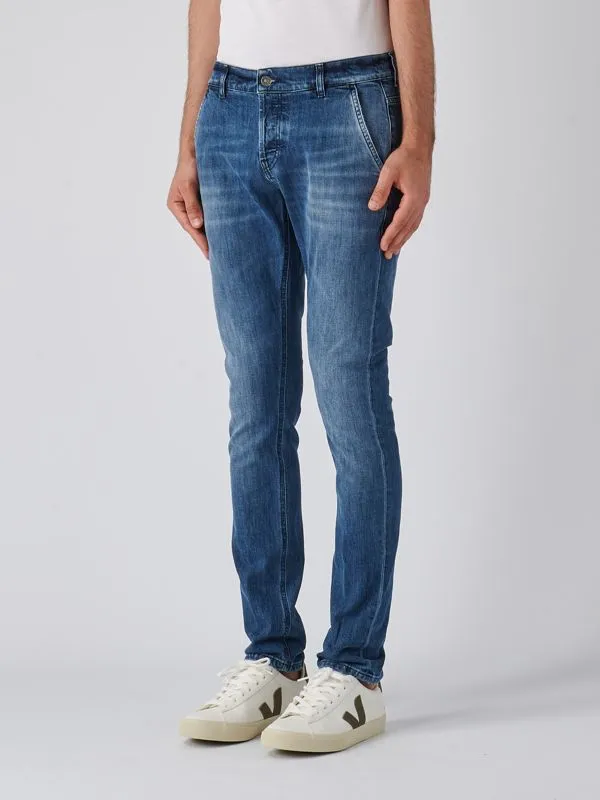 Jeans uomo Dondup Konor in cotone stretch Denim Medio