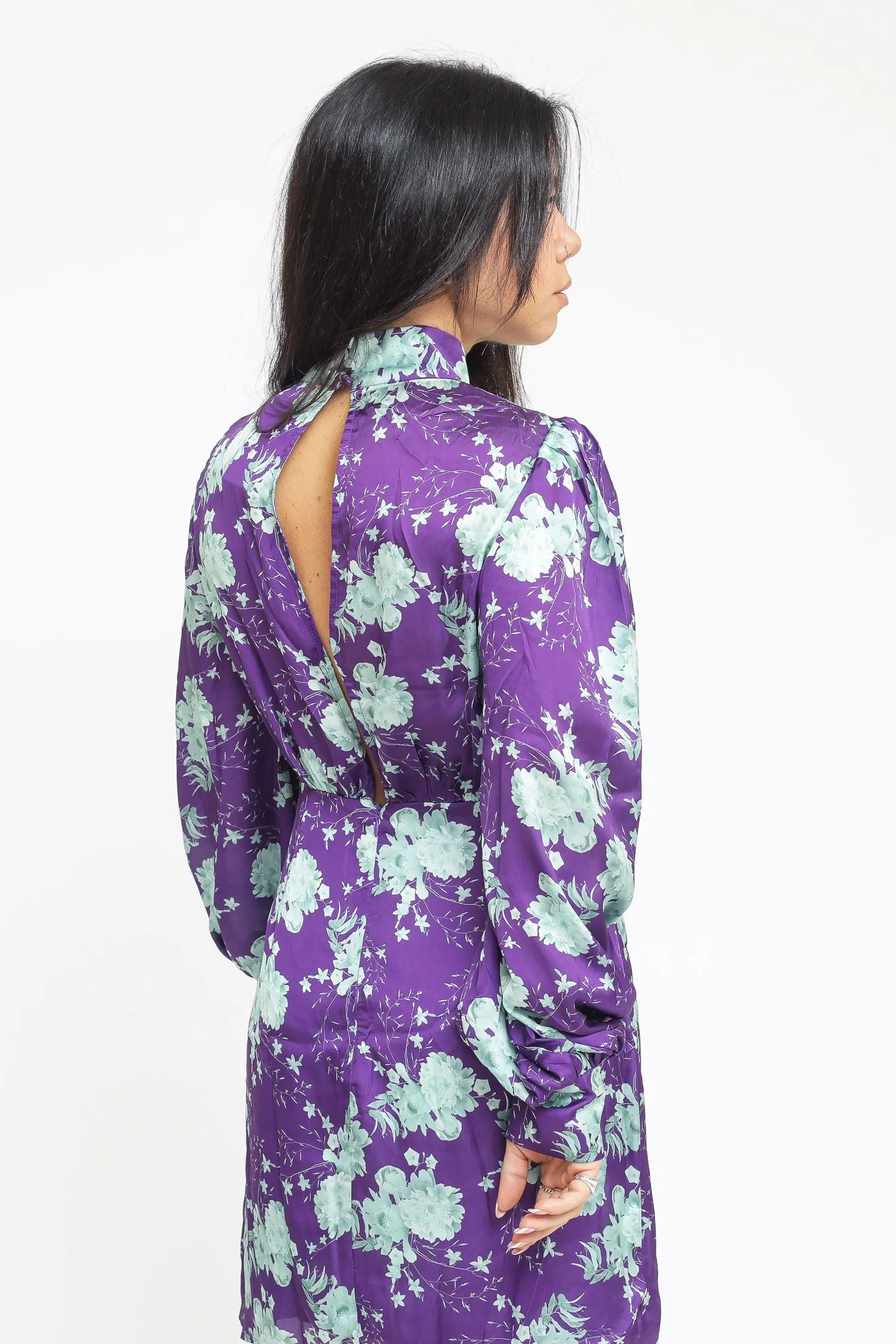 Ladies Dress - Purple Green Floral