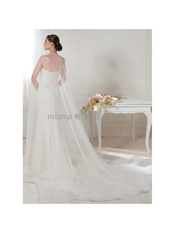 LAIA - Sheath Strapless Chapel train Lace Wedding dress