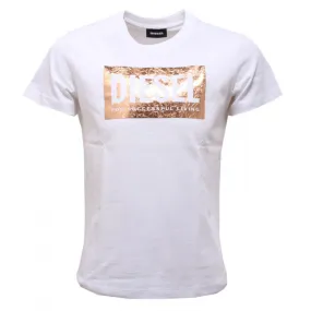 Maglia bimba girl DIESEL gold foil/white cotton t-shirt