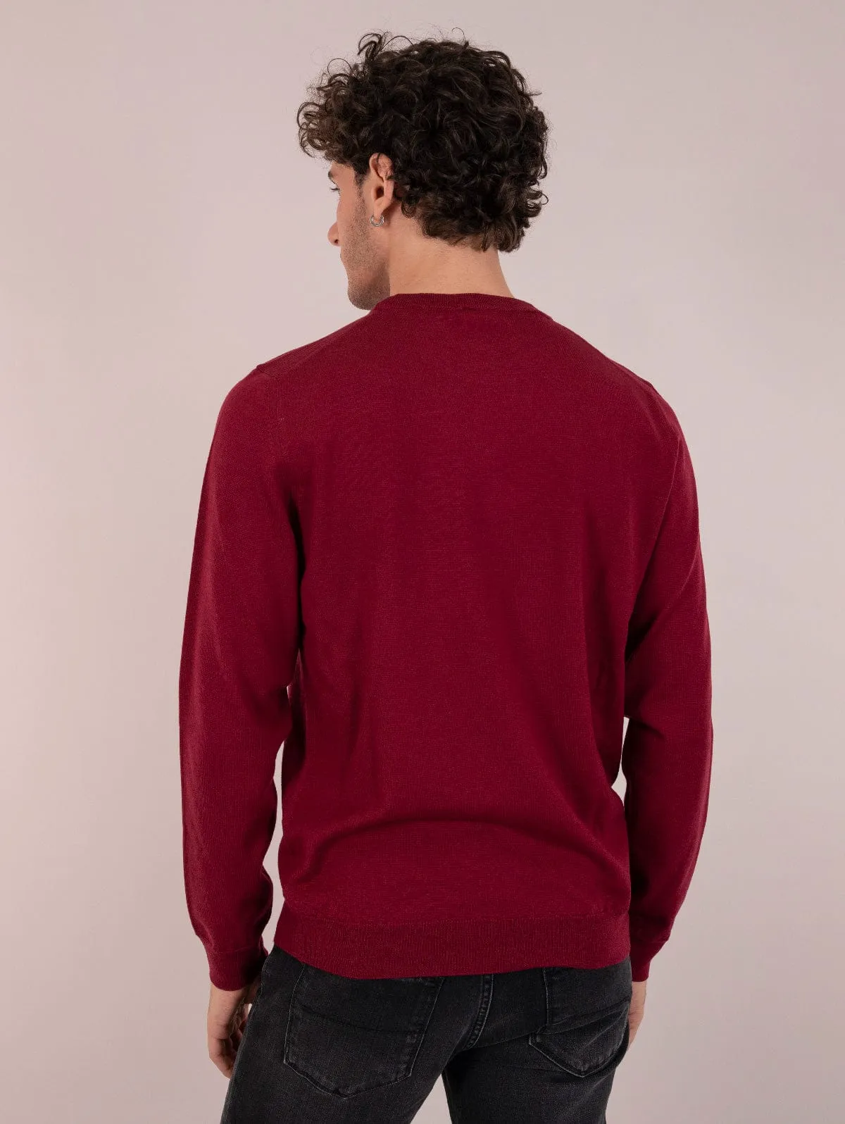 Maglia Girocollo Zanieri Lana Fine Rosso