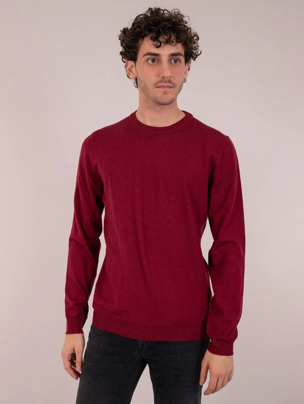 Maglia Girocollo Zanieri Lana Fine Rosso