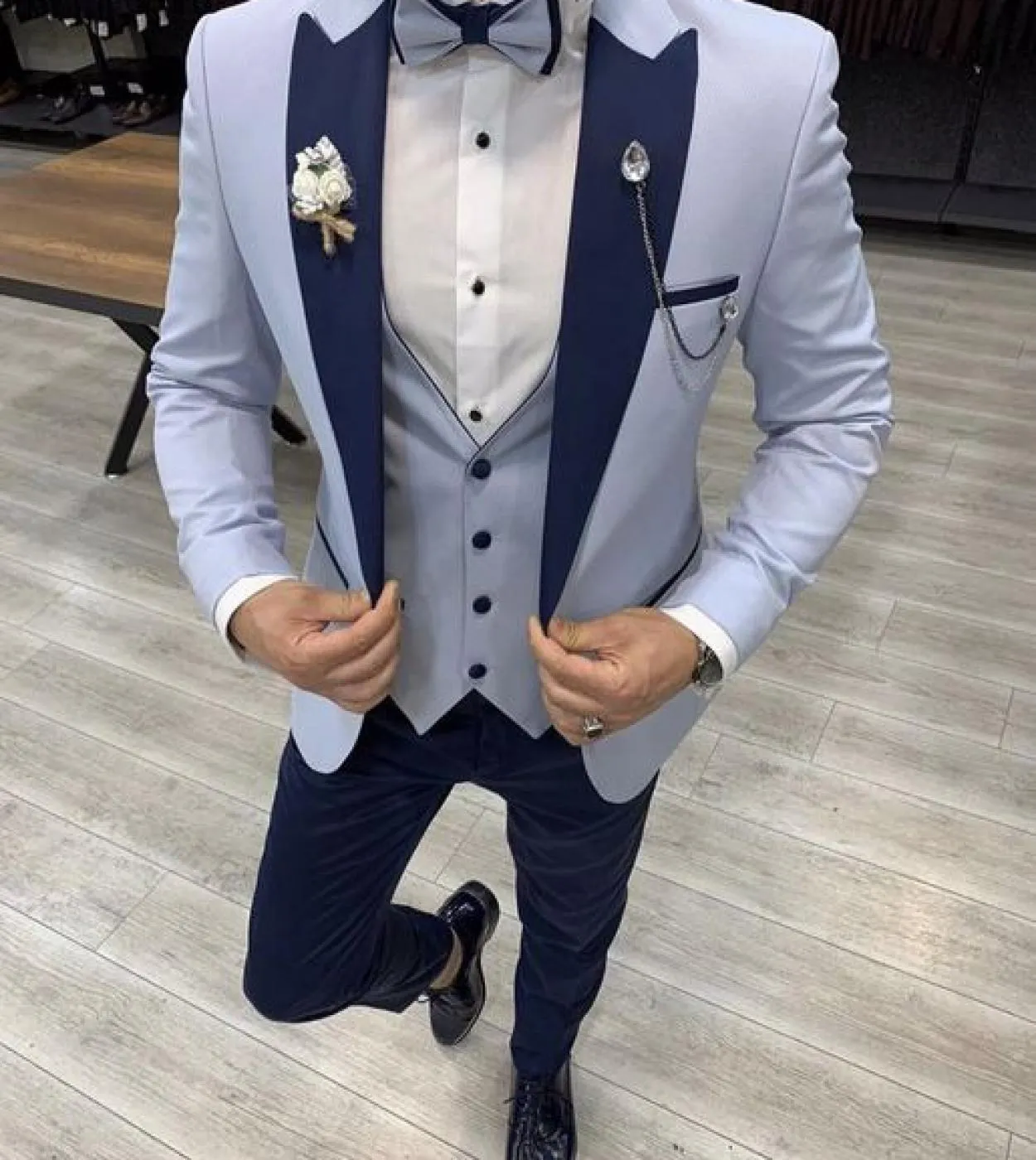 Matrimonio 3 pezzi Abiti da uomo Costume Homme Mariage New Fashion Groom Prom Blazer Masculino Terno Tuxedo Jacket  pant  vest