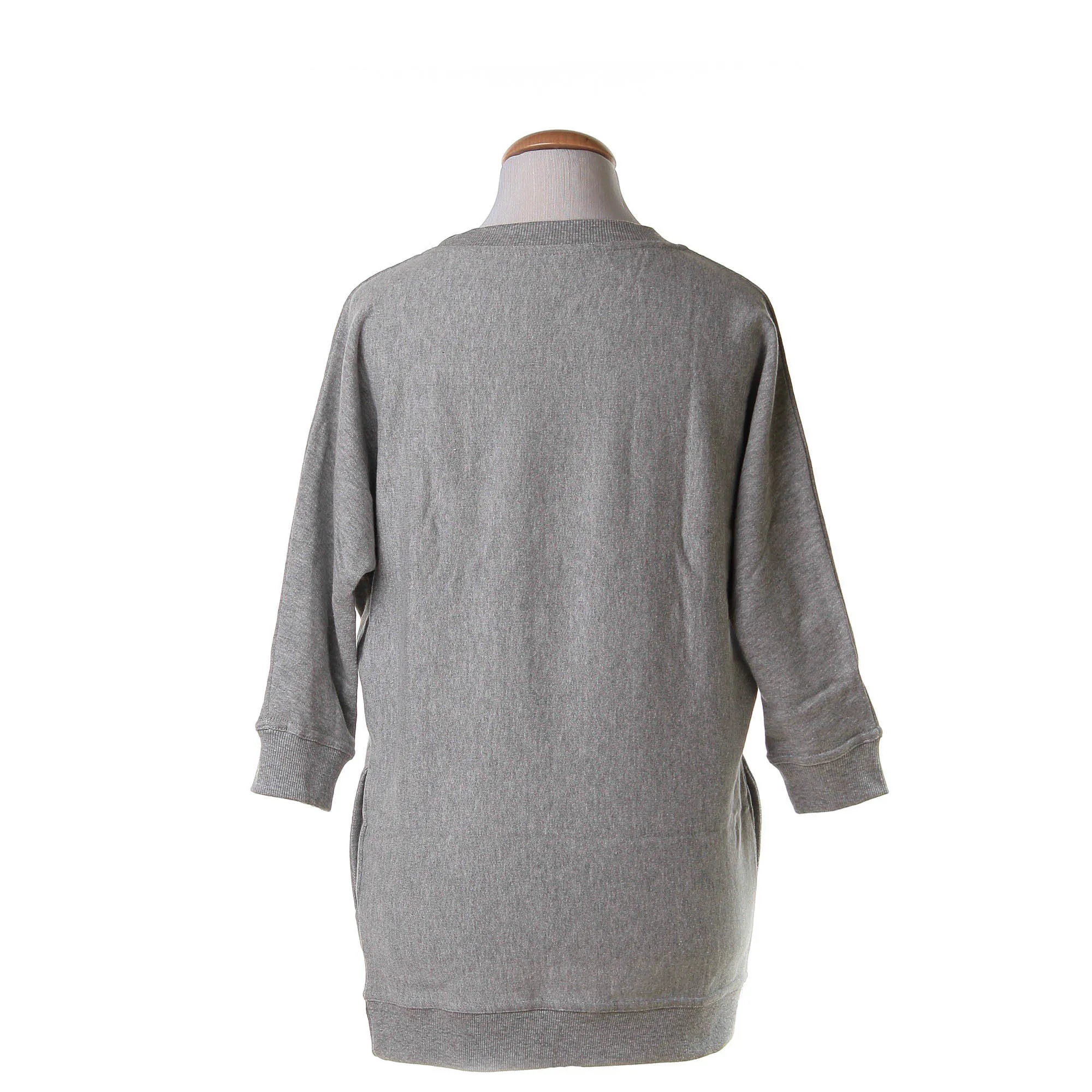 Maxi Maglia Grigio Melange Con Stampa Oro