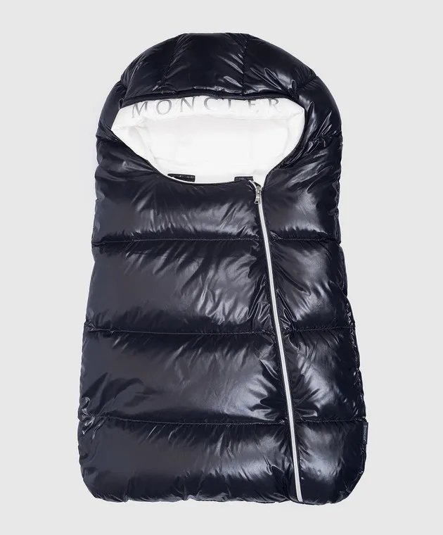 Moncler ENFANT Busta-cocoon in piumino blu per bambini con logo J29511E000025963V