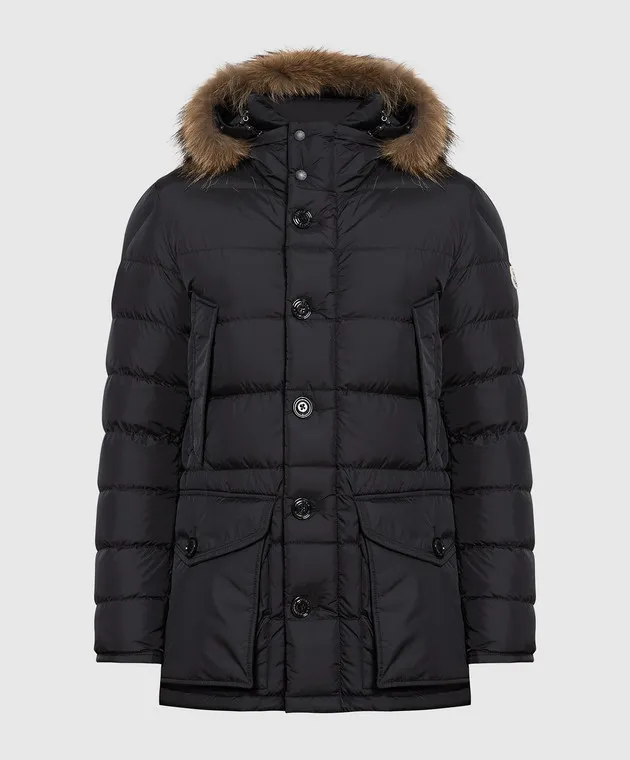 Moncler Piumino Cluny nero con pelliccia di coyote 1B5250268352