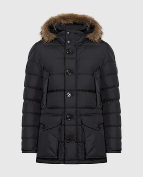 Moncler Piumino Cluny nero con pelliccia di coyote 1B5250268352