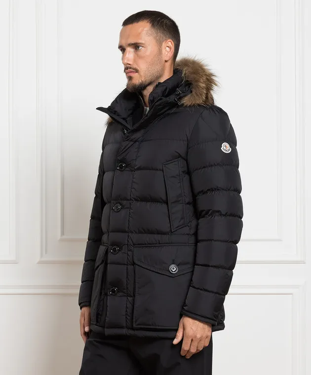 Moncler Piumino Cluny nero con pelliccia di coyote 1B5250268352