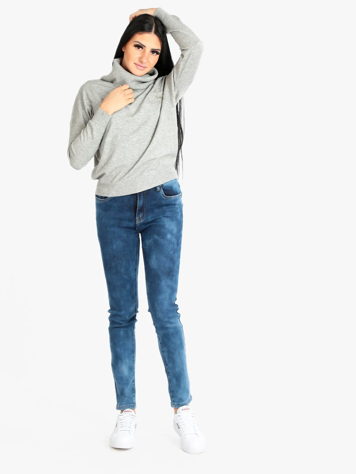 New Collection Stretch-Jeans mit Wascheffekt für Damen