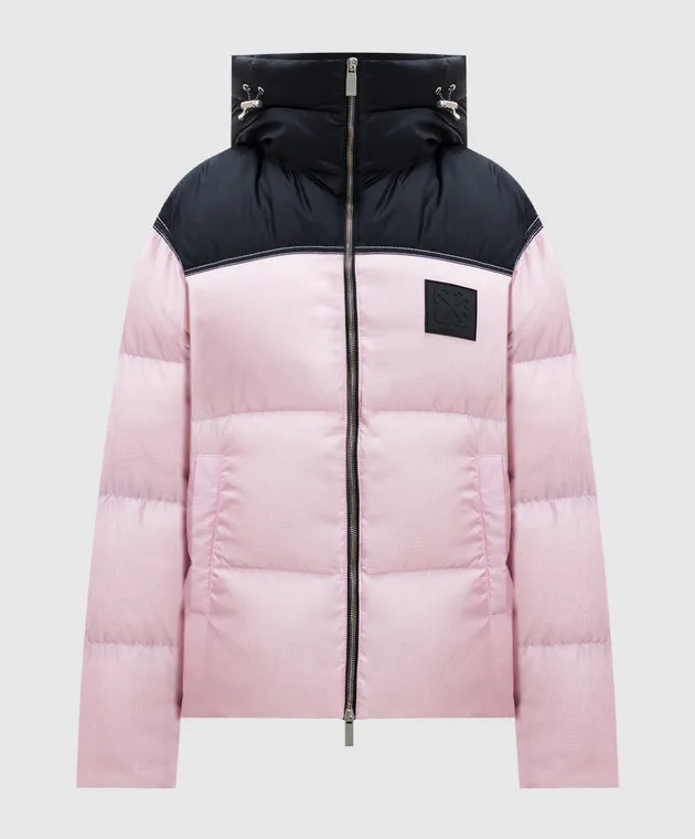 Off-White Piumino rosa con patch logo Arrow OWEJ005F24FAB002