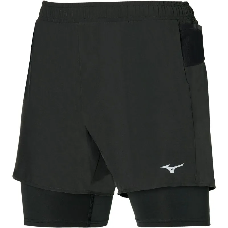 Pantaloncini da trail running da uomo Mizuno ER 5.5 2IN1 (nero/nero)