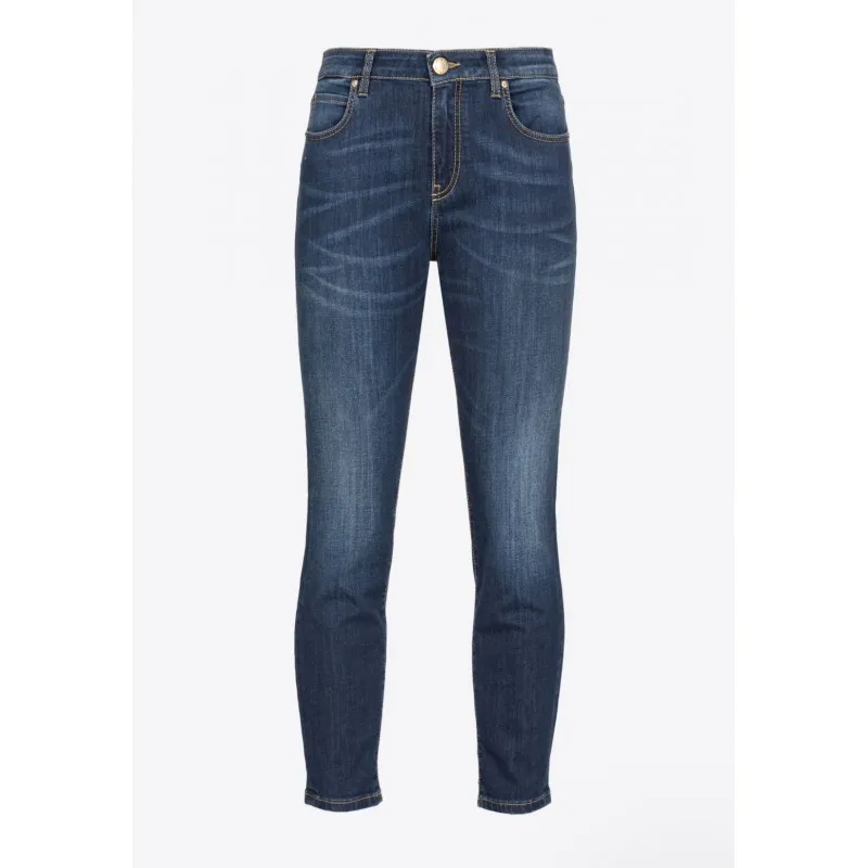 PINKO jeans SABRINA skinny denim stretch con ricamo logo sul retro