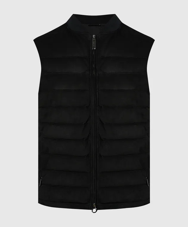 Stefano Ricci Gilet in piumino scamosciato nero MDJ41001105911