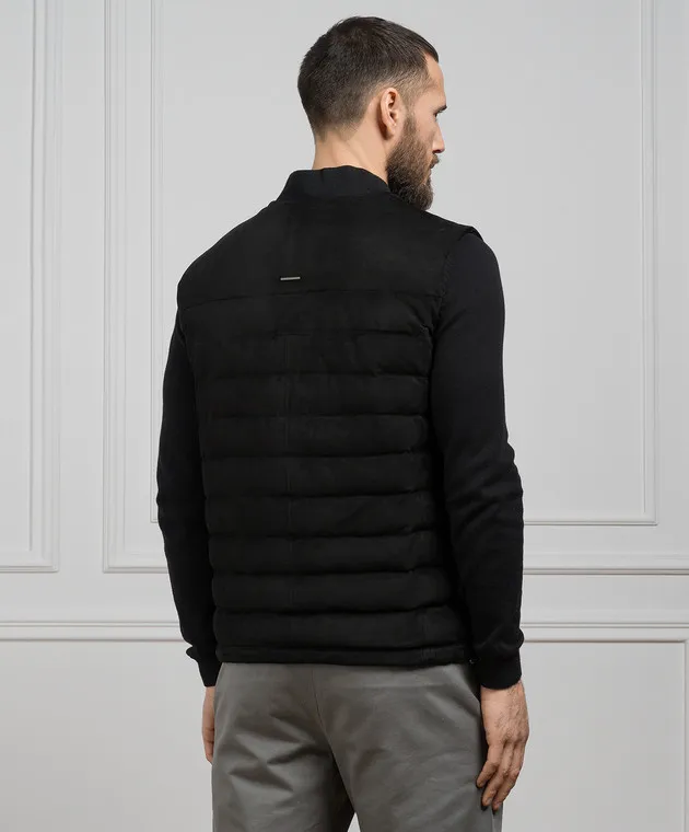 Stefano Ricci Gilet in piumino scamosciato nero MDJ41001105911