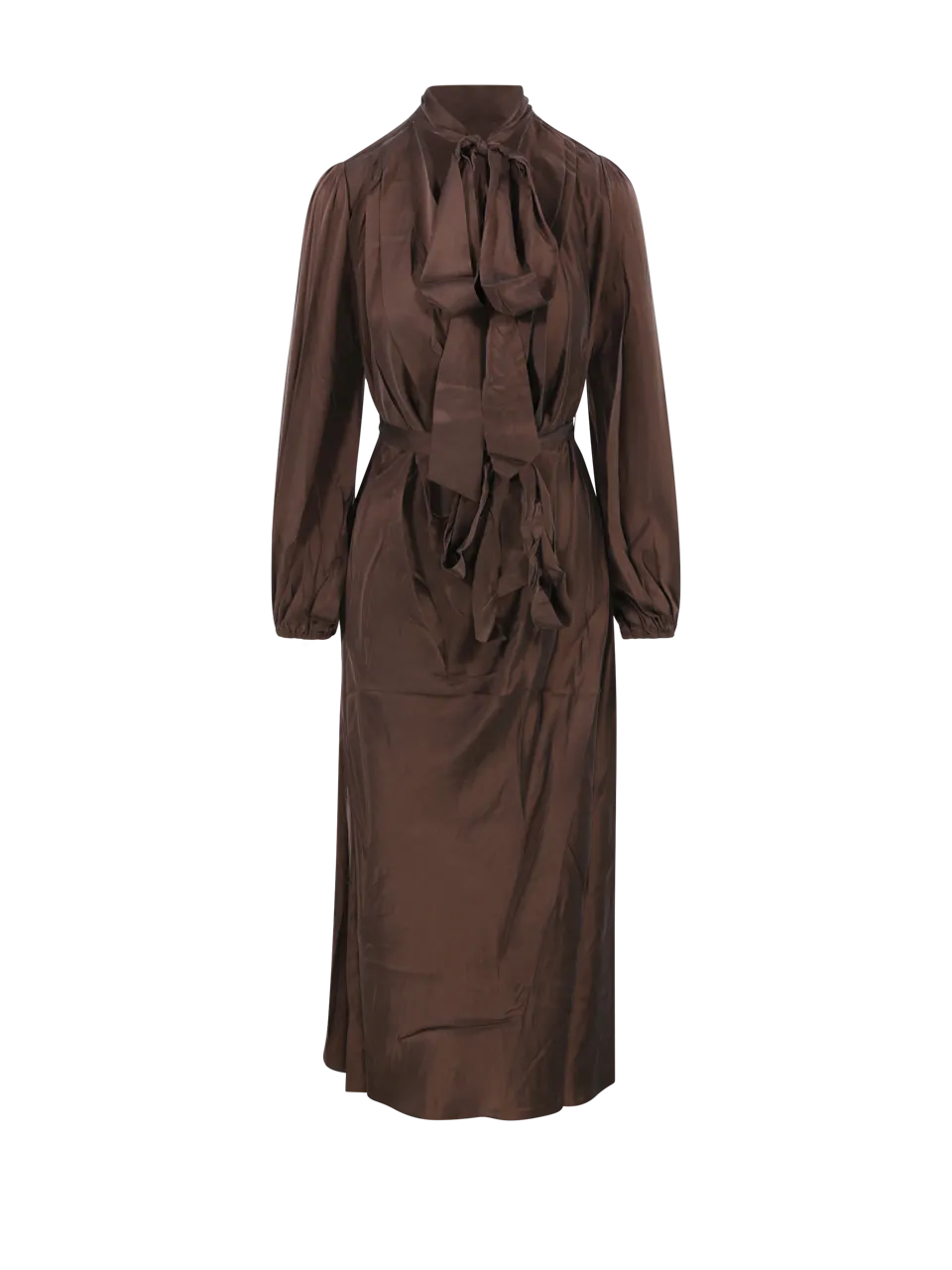 WOMAN ZIMMERMANN BROWN SILK BILLOW DRESS